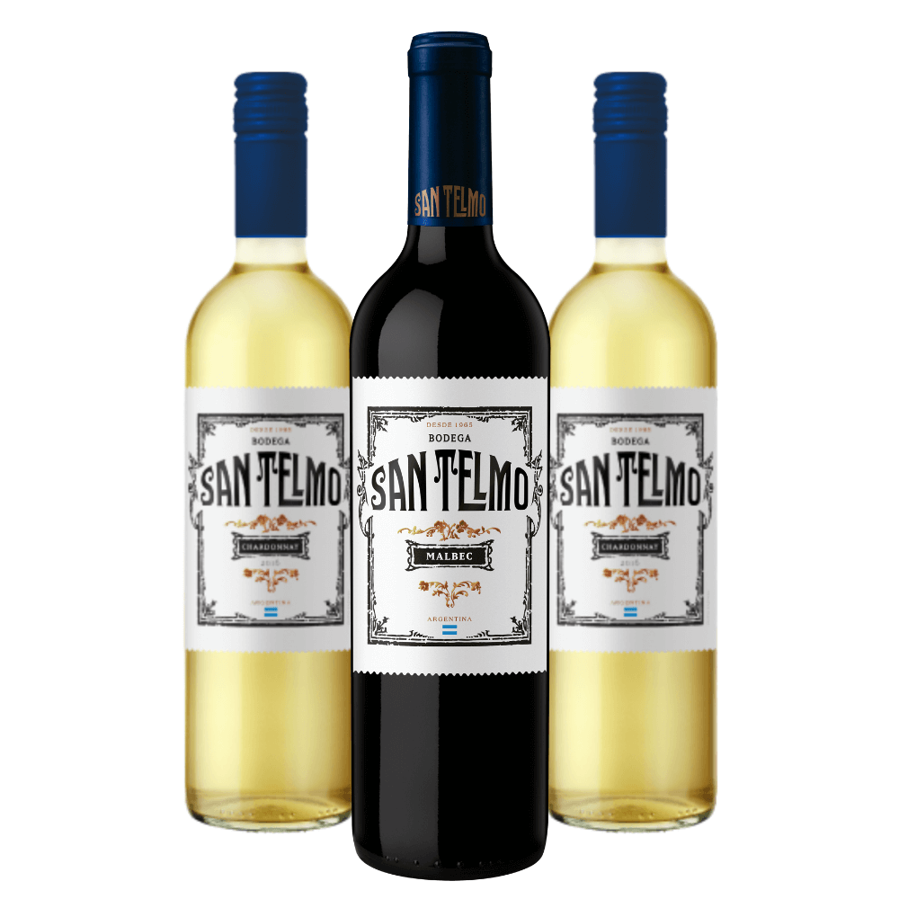 Kit Vinhos Argentinos San Telmo: 1 Malbec, 2 Chardonnay