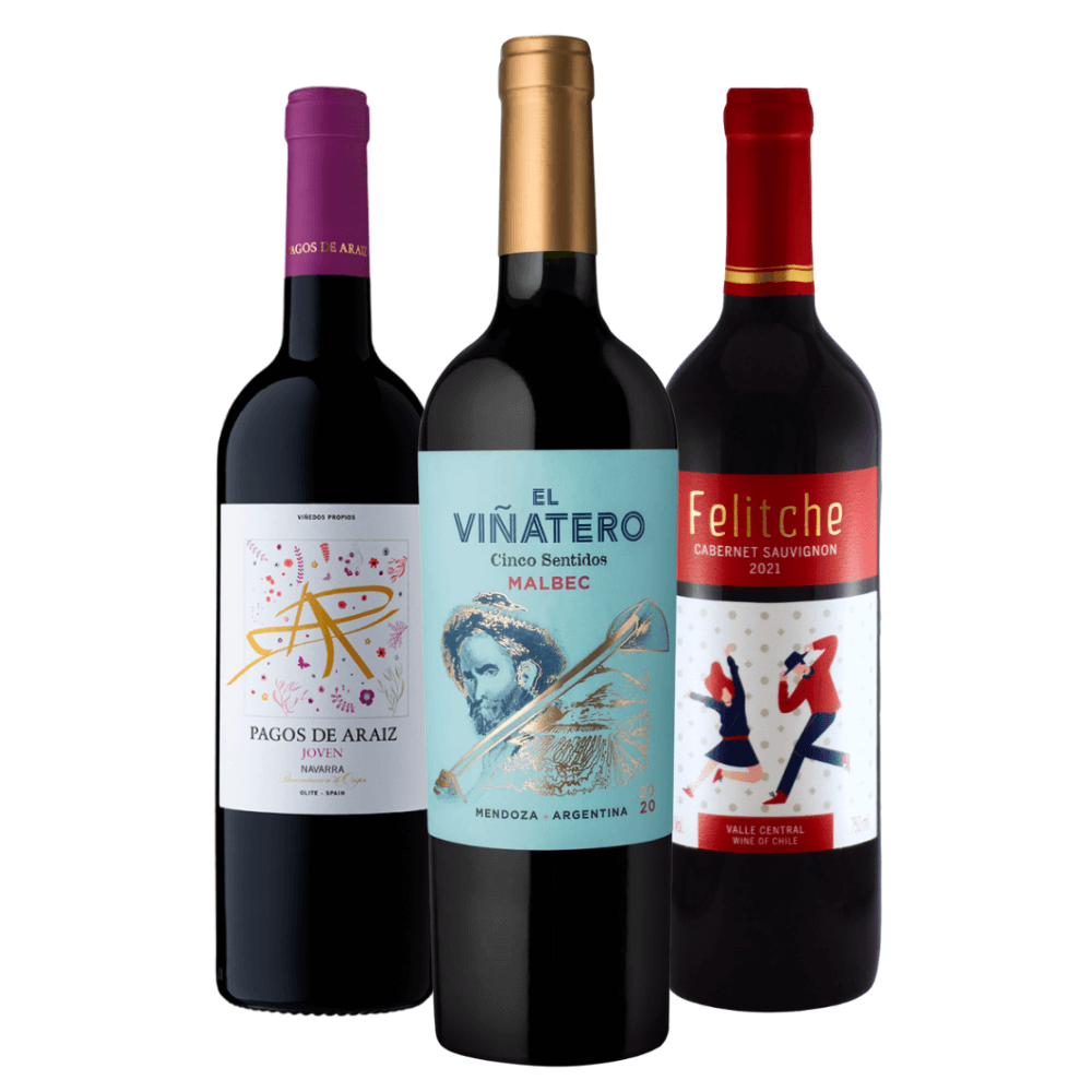 Kit Vinhos Tintos: Espanha, Argentina, Chile
