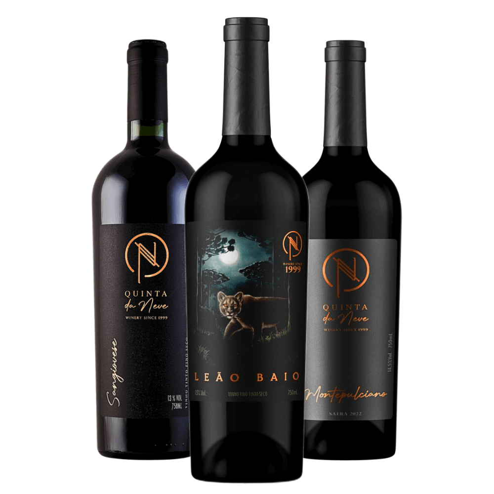 Kit Vinhos Tintos Quinta da Neve: Sangiovese, Leão Baio, Montepulciano